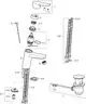 Einhebelmischer mit mehreren Komponenten zur Montage, einschließlich Auslauf und flexiblen Anschlussschläuchen, gefertigt von HANSA. Veranschaulicht ist die Explosionszeichnung.